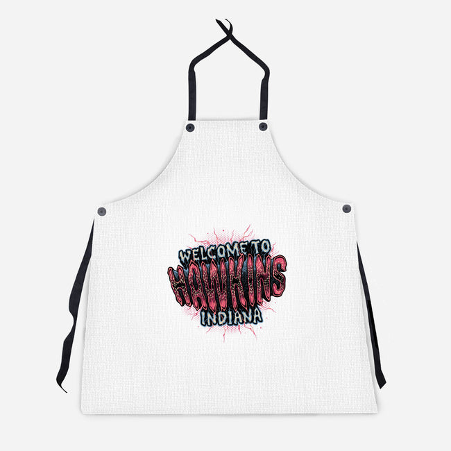 Hawkins Indiana-Unisex-Kitchen-Apron-glitchygorilla