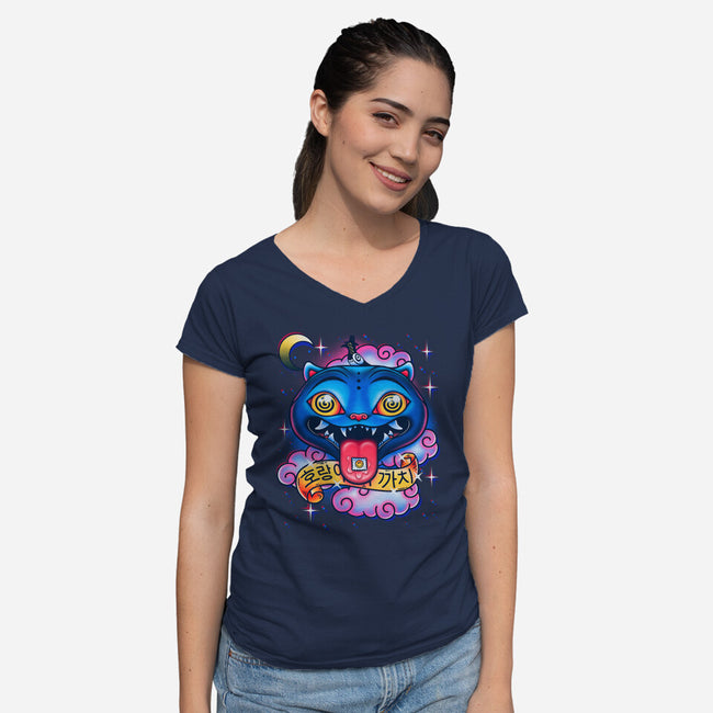 Trip Of The Tiger And The Magpie-Womens-V-Neck-Tee-Getsousa!