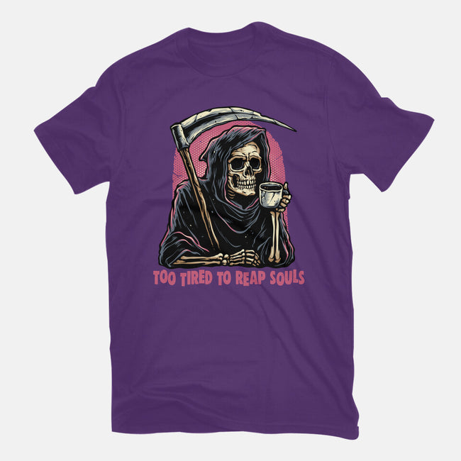 Too Tired To Reap Souls-Womens-Fitted-Tee-glitchygorilla