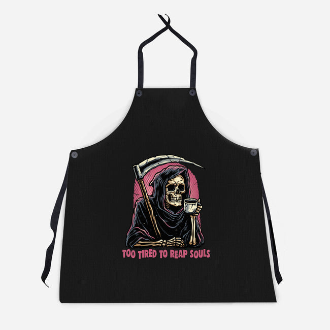 Too Tired To Reap Souls-Unisex-Kitchen-Apron-glitchygorilla