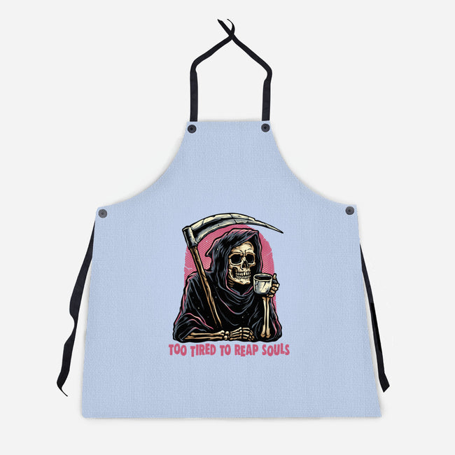 Too Tired To Reap Souls-Unisex-Kitchen-Apron-glitchygorilla