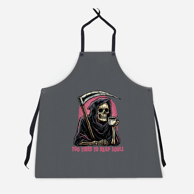 Too Tired To Reap Souls-Unisex-Kitchen-Apron-glitchygorilla