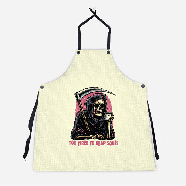 Too Tired To Reap Souls-Unisex-Kitchen-Apron-glitchygorilla