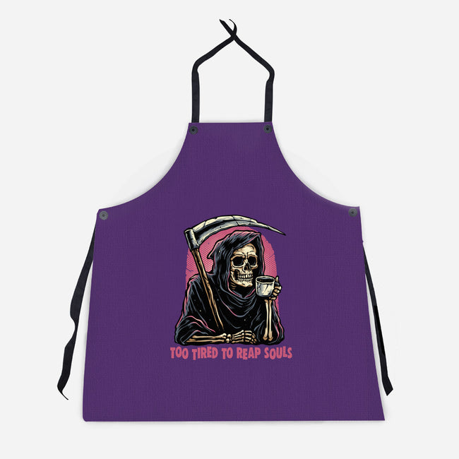 Too Tired To Reap Souls-Unisex-Kitchen-Apron-glitchygorilla