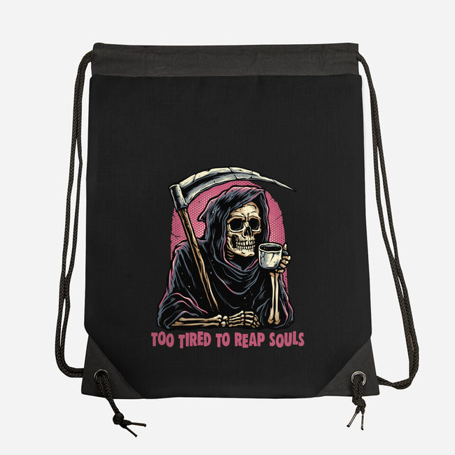 Too Tired To Reap Souls-None-Drawstring-Bag-glitchygorilla