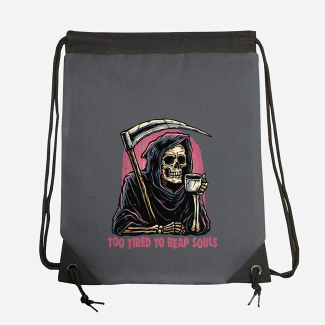 Too Tired To Reap Souls-None-Drawstring-Bag-glitchygorilla