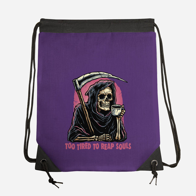 Too Tired To Reap Souls-None-Drawstring-Bag-glitchygorilla