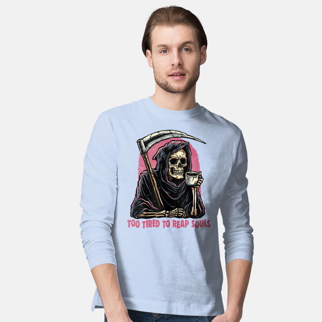 Too Tired To Reap Souls-Mens-Long Sleeved-Tee-glitchygorilla