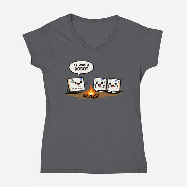 It Was A Robot-Womens-V-Neck-Tee-fanfabio