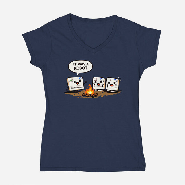 It Was A Robot-Womens-V-Neck-Tee-fanfabio