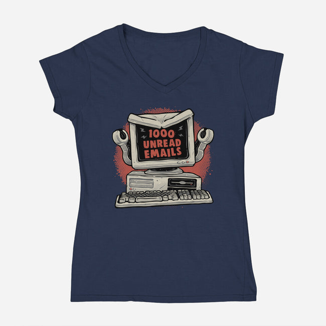 1000 Unread Emails-Womens-V-Neck-Tee-glitchygorilla
