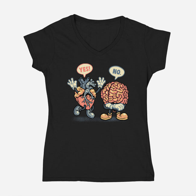 The Heart Says Yes-Womens-V-Neck-Tee-glitchygorilla