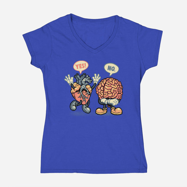 The Heart Says Yes-Womens-V-Neck-Tee-glitchygorilla