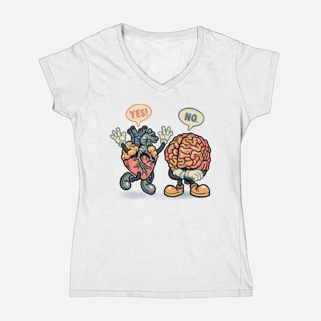 The Heart Says Yes-Womens-V-Neck-Tee-glitchygorilla