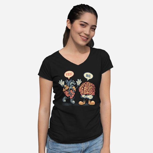 The Heart Says Yes-Womens-V-Neck-Tee-glitchygorilla