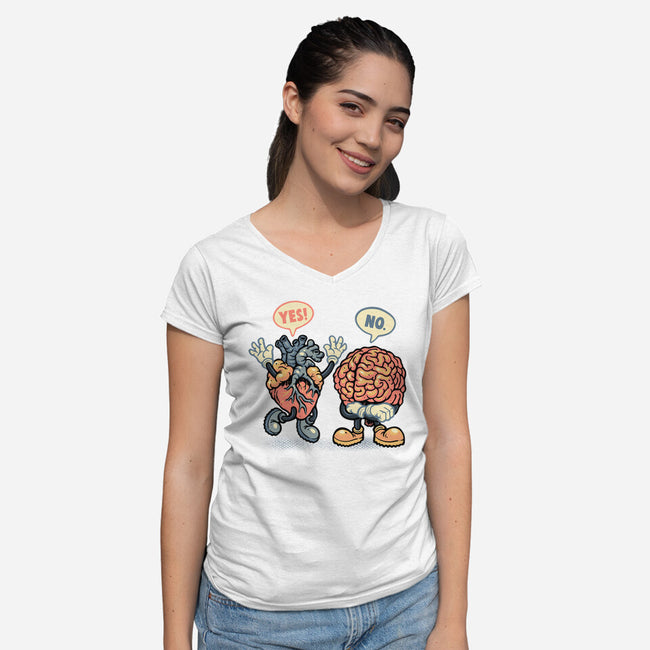 The Heart Says Yes-Womens-V-Neck-Tee-glitchygorilla