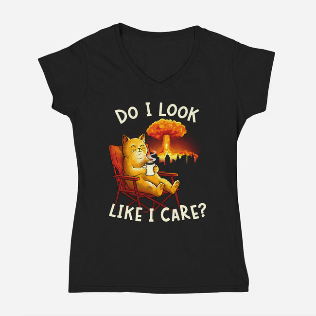 Couldn't Care Any Less-Womens-V-Neck-Tee-dandingeroz