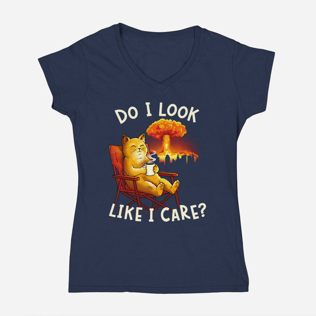 Couldn't Care Any Less-Womens-V-Neck-Tee-dandingeroz
