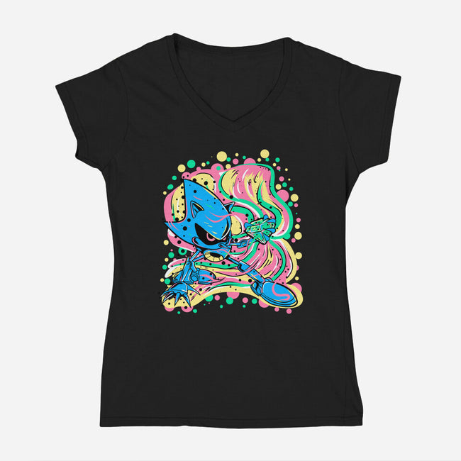 Metal Chaos-Womens-V-Neck-Tee-nickzzarto