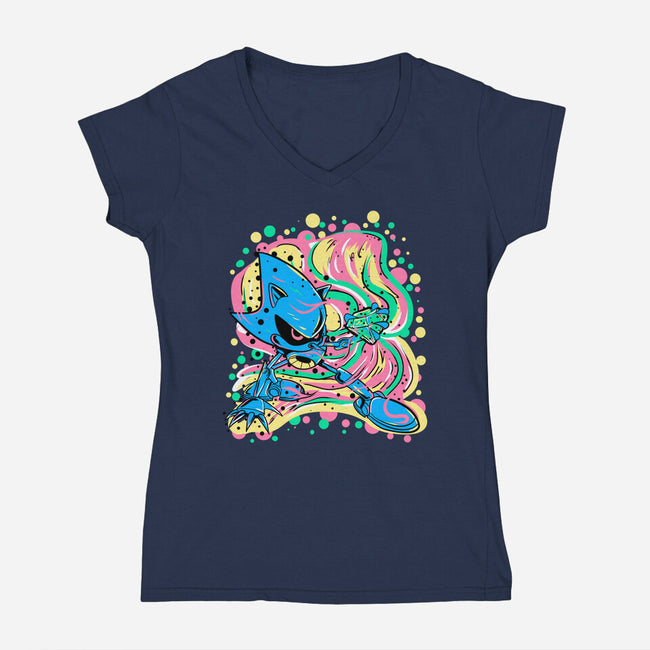 Metal Chaos-Womens-V-Neck-Tee-nickzzarto