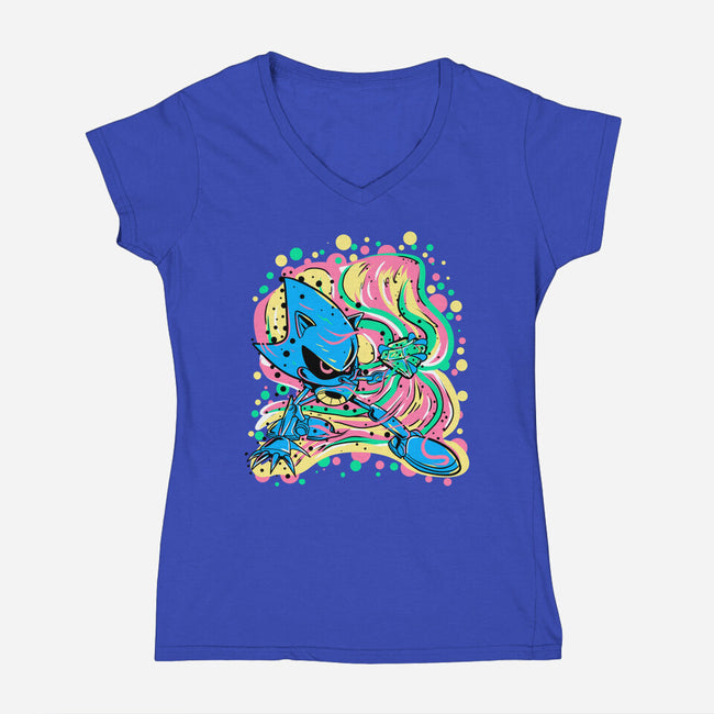 Metal Chaos-Womens-V-Neck-Tee-nickzzarto