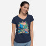 Metal Chaos-Womens-V-Neck-Tee-nickzzarto