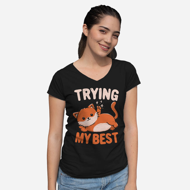 Just Trying My Best-Womens-V-Neck-Tee-koalastudio