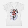Crimson Dictator Sumi-E-Womens-V-Neck-Tee-Astrobot Invention