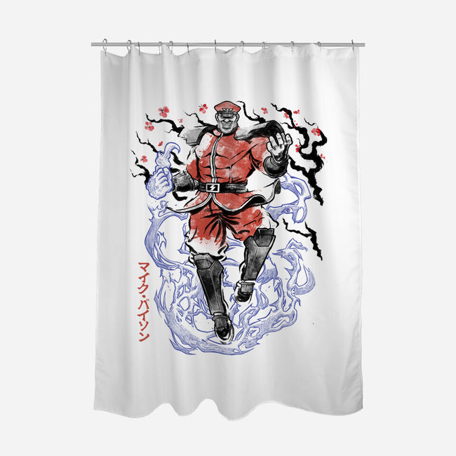 Crimson Dictator Sumi-E-None-Polyester-Shower Curtain-Astrobot Invention