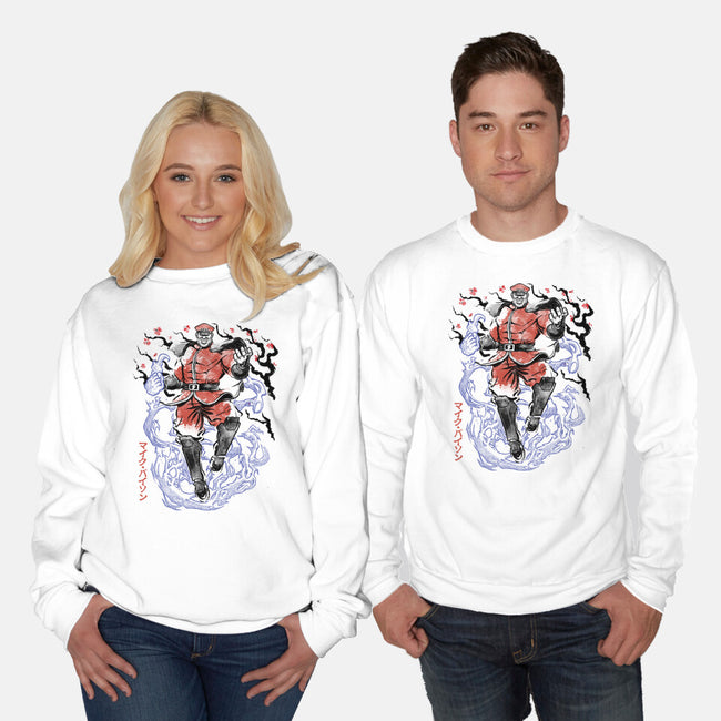 Crimson Dictator Sumi-E-Unisex-Crew Neck-Sweatshirt-Astrobot Invention