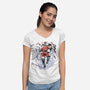 Crimson Dictator Sumi-E-Womens-V-Neck-Tee-Astrobot Invention