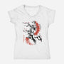 Scarlet Flame Ken Sumi-E-Womens-V-Neck-Tee-Astrobot Invention