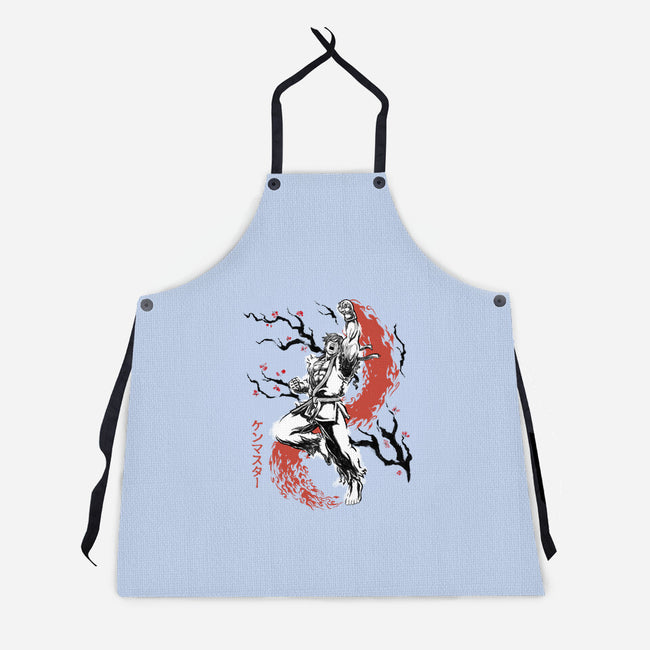 Scarlet Flame Ken Sumi-E-Unisex-Kitchen-Apron-Astrobot Invention
