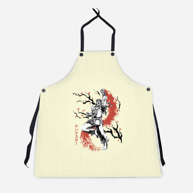 Scarlet Flame Ken Sumi-E-Unisex-Kitchen-Apron-Astrobot Invention