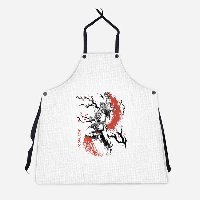 Scarlet Flame Ken Sumi-E-Unisex-Kitchen-Apron-Astrobot Invention