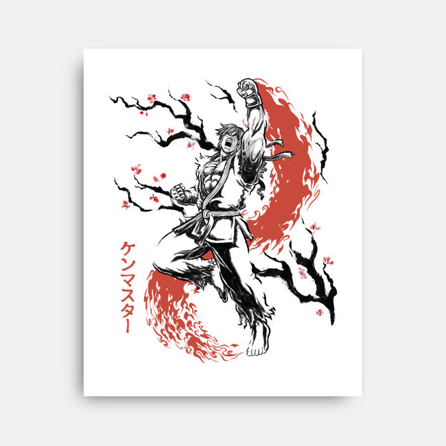 Scarlet Flame Ken Sumi-E-None-Stretched-Canvas-Astrobot Invention