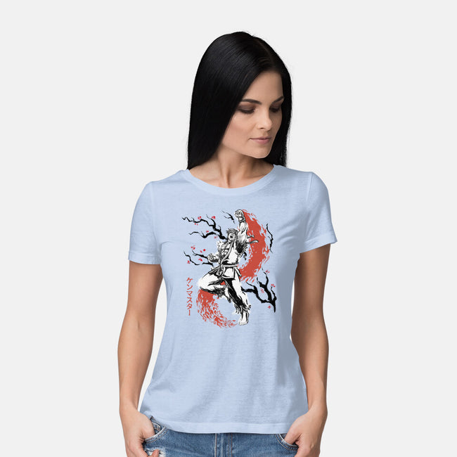 Scarlet Flame Ken Sumi-E-Womens-Basic-Tee-Astrobot Invention