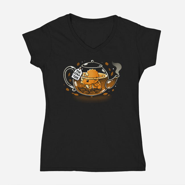Teaceratops-Womens-V-Neck-Tee-Vallina84