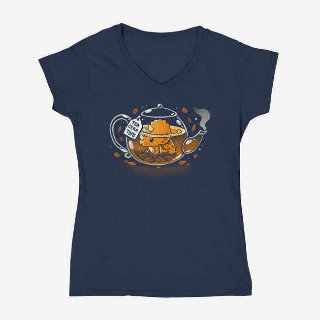 Teaceratops-Womens-V-Neck-Tee-Vallina84