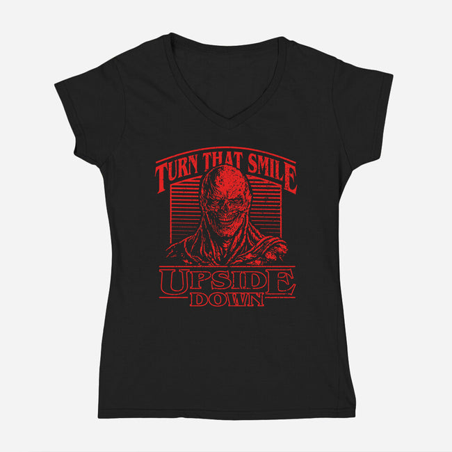 Smile Upside Down-Womens-V-Neck-Tee-tjost