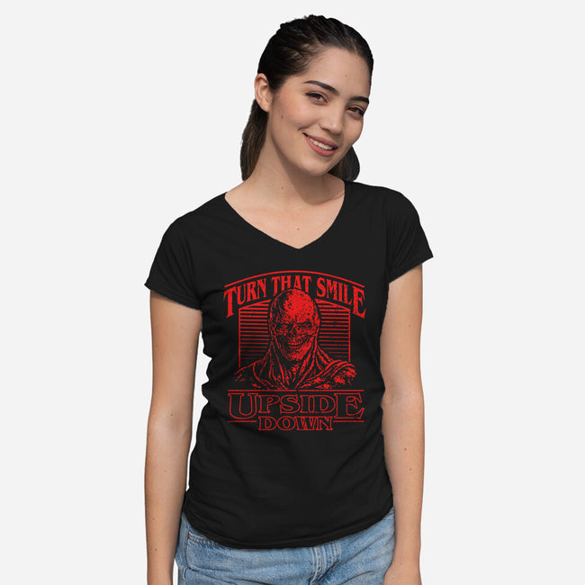 Smile Upside Down-Womens-V-Neck-Tee-tjost