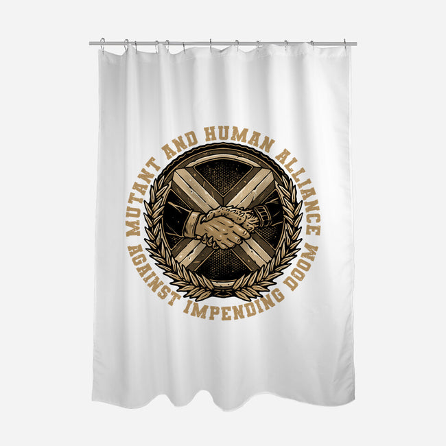 Mutant And Human Alliance-None-Polyester-Shower Curtain-glitchygorilla