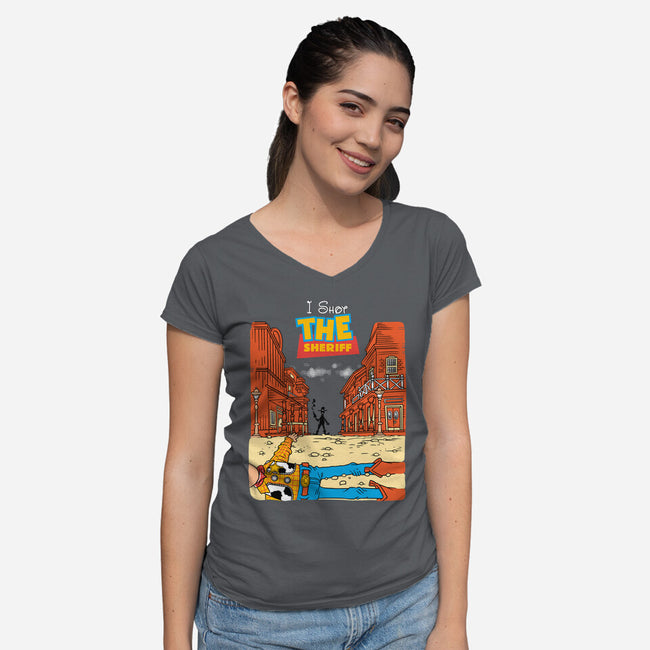I Shot The Sheriff-Womens-V-Neck-Tee-imisko