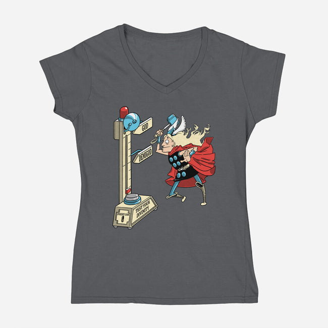 God Or Demigod-Womens-V-Neck-Tee-imisko