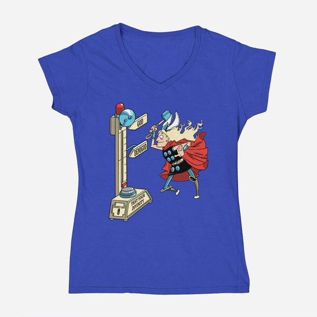 God Or Demigod-Womens-V-Neck-Tee-imisko