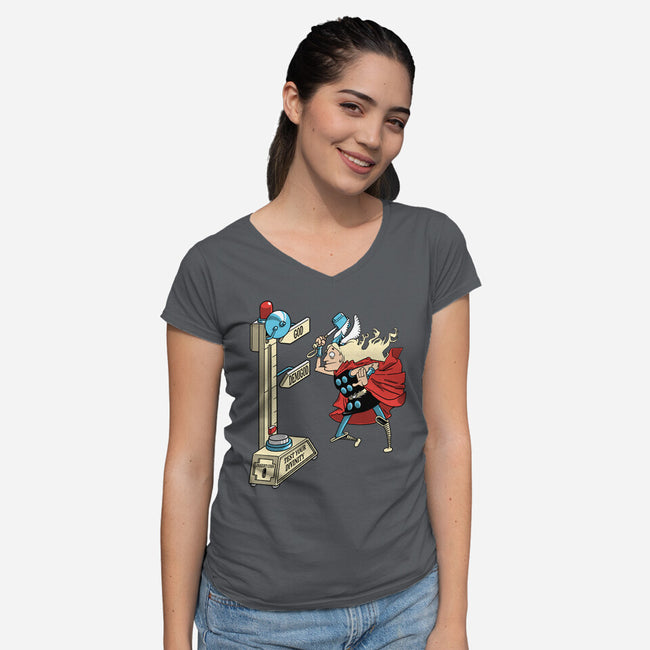God Or Demigod-Womens-V-Neck-Tee-imisko