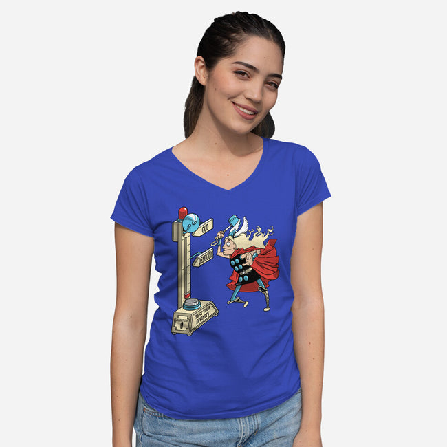 God Or Demigod-Womens-V-Neck-Tee-imisko
