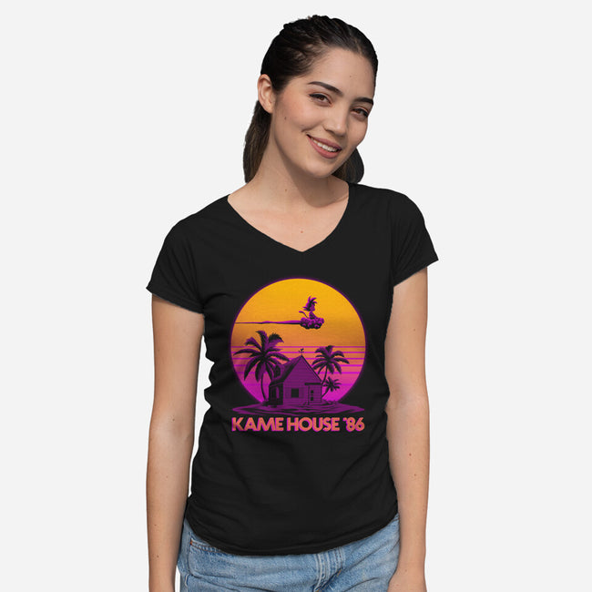 Lame House 86-Womens-V-Neck-Tee-rmatix