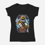 White Tiger Morphin Time-Womens-V-Neck-Tee-Diego Oliver