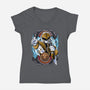 White Tiger Morphin Time-Womens-V-Neck-Tee-Diego Oliver